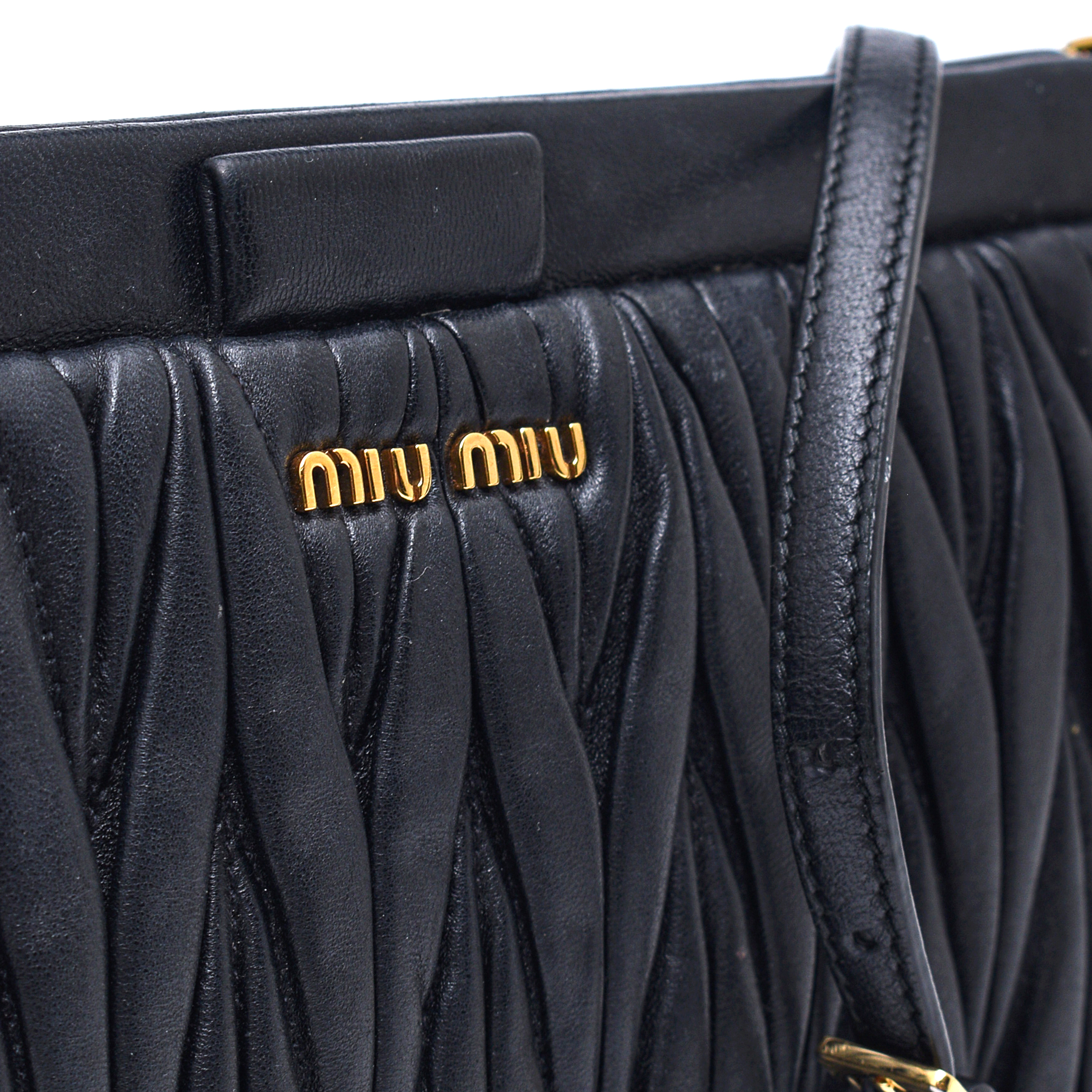 Miu Miu - Black Matelasse Leather Clutch/Crossbody Bag